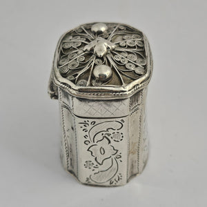 Dutch Sterling Silver Spices or Nutmeg Box Antique Georgian