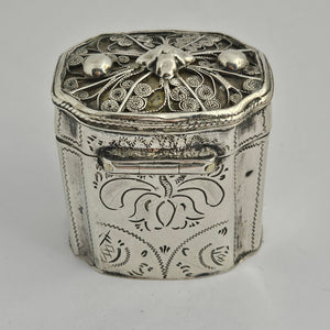 Dutch Sterling Silver Spices or Nutmeg Box Antique Georgian