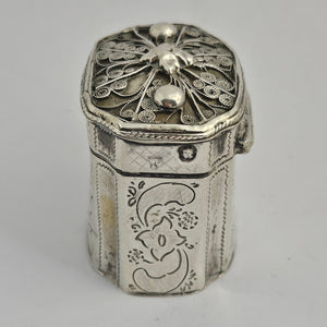 Dutch Sterling Silver Spices or Nutmeg Box Antique Georgian