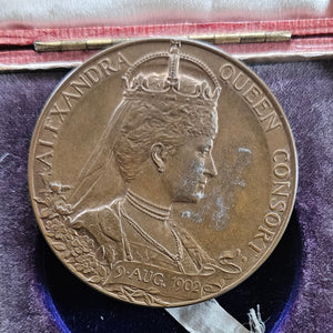 King Edward VII and Queen Alexandria 1902 Coronation Medal Coin Boxed Antique