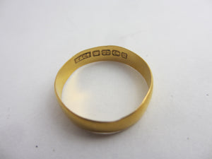 English 22k Gold Wedding Band Marriage Ring Antique Victorian Size UK P