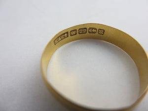 English 22k Gold Wedding Band Marriage Ring Antique Victorian Size UK P