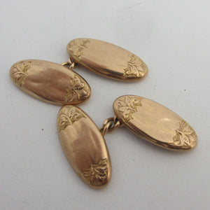 Gentleman's Cufflinks in 9k Gold Antique Edwardian 1902