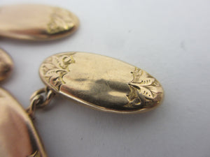 Gentleman's Cufflinks in 9k Gold Antique Edwardian 1902