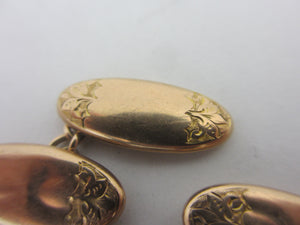 Gentleman's Cufflinks in 9k Gold Antique Edwardian 1902