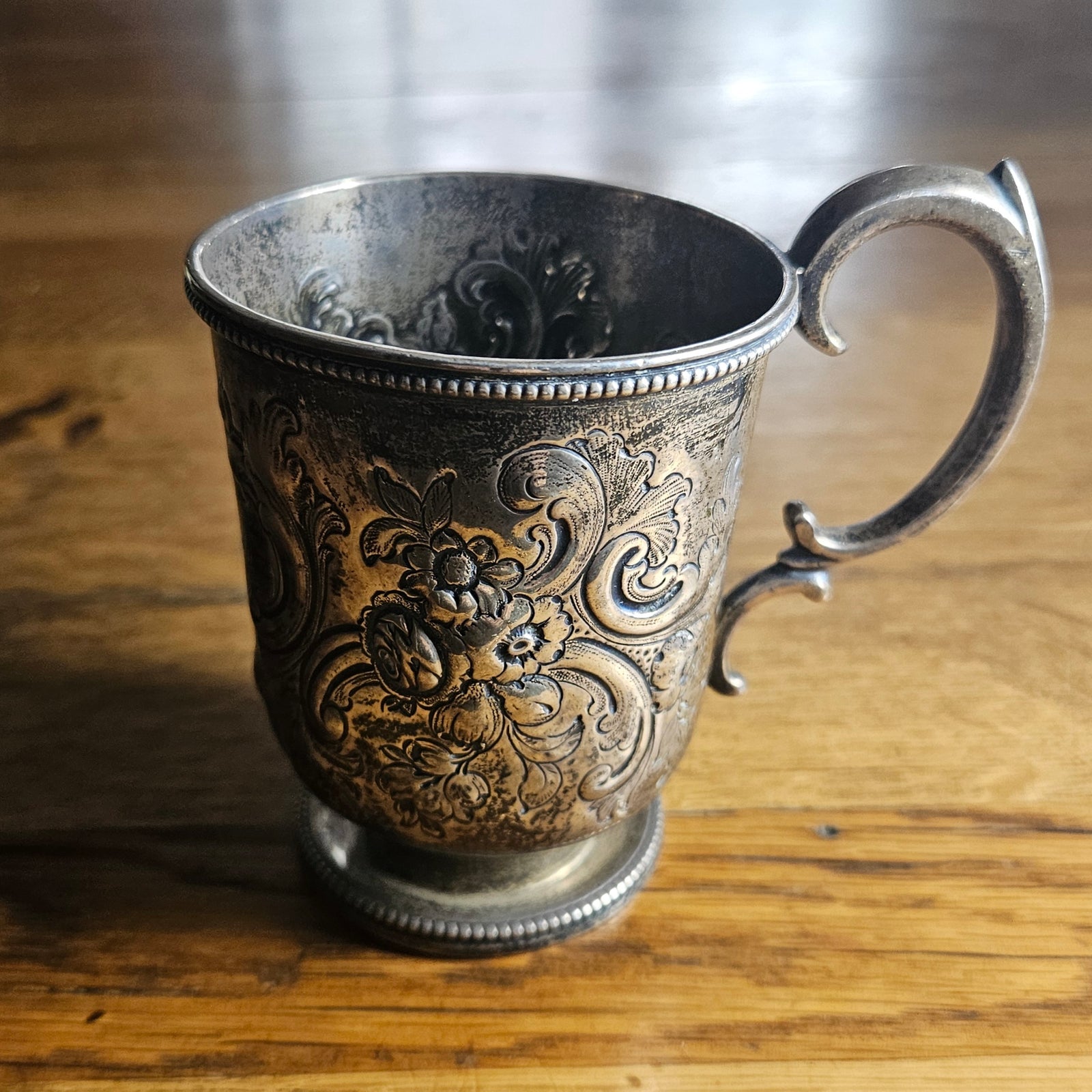 English Sterling Silver Christening Cup Mug Tankard by Mappin Brothers Antique Victorian