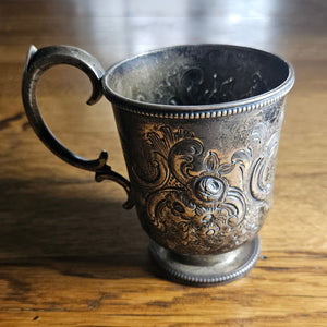English Sterling Silver Christening Cup Mug Tankard by Mappin Brothers Antique Victorian