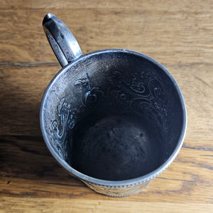 English Sterling Silver Christening Cup Mug Tankard by Mappin Brothers Antique Victorian