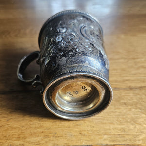 English Sterling Silver Christening Cup Mug Tankard by Mappin Brothers Antique Victorian