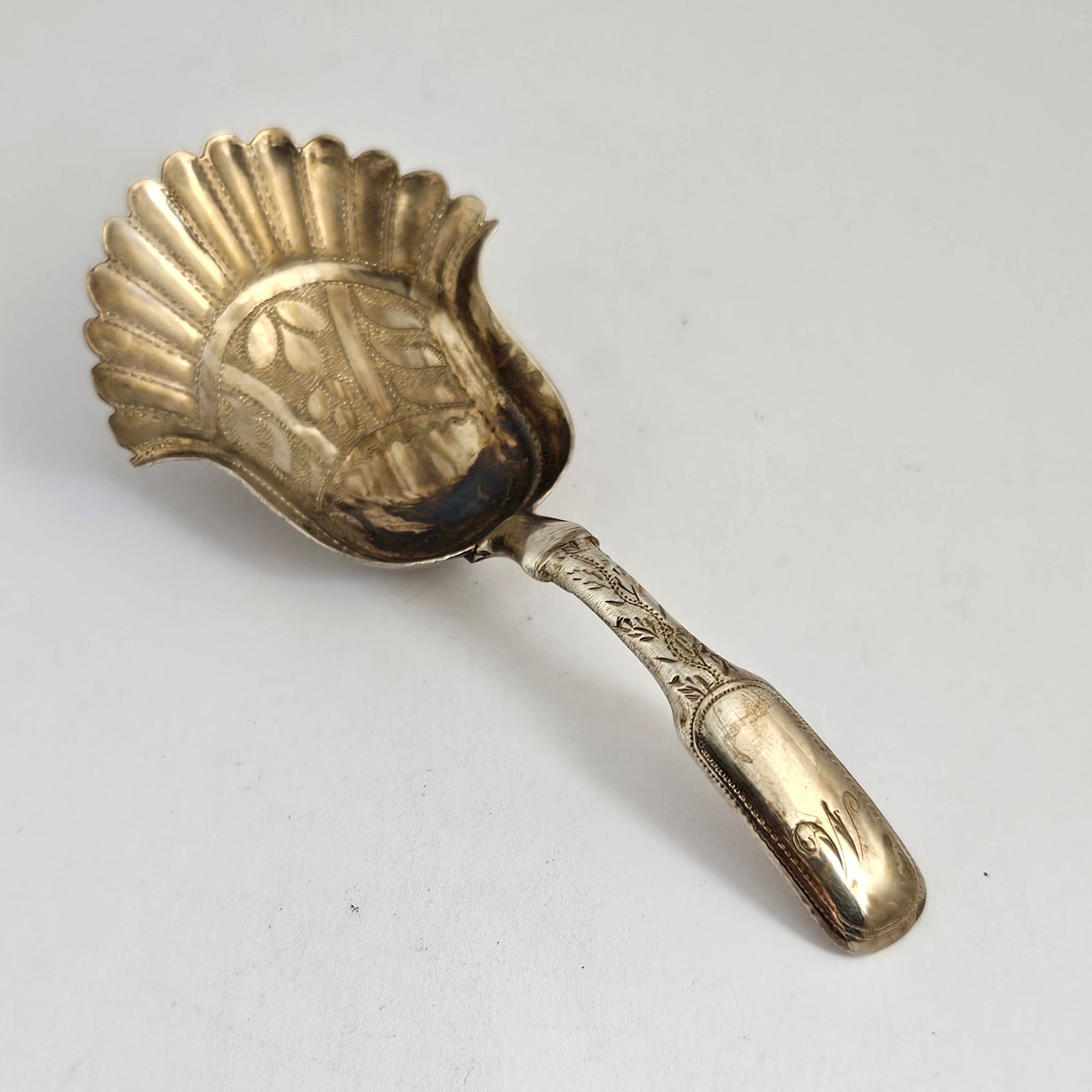 English Sterling Silver Caddy Spoon by John Thornton Antique Georgian 1790