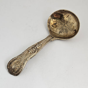 English Sterling Silver Kings Pattern Caddy Spoon by George Adams Antique Victorian 1861