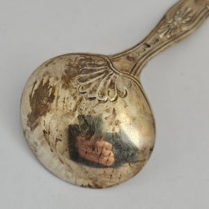 English Sterling Silver Kings Pattern Caddy Spoon by George Adams Antique Victorian 1861