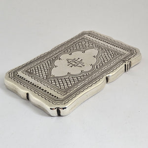Monogram English Sterling Silver Card Case by Roberts & Belk Antique Victorian 1873