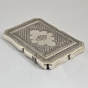 Monogram English Sterling Silver Card Case by Roberts & Belk Antique Victorian 1873