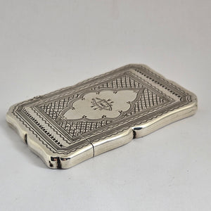 Monogram English Sterling Silver Card Case by Roberts & Belk Antique Victorian 1873