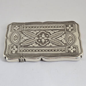 Monogram English Sterling Silver Card Case by Roberts & Belk Antique Victorian 1873