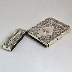 Monogram English Sterling Silver Card Case by Roberts & Belk Antique Victorian 1873