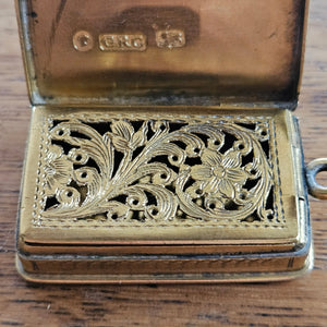 English Sterling Silver Gilt Vinaigrette Box by William Sampson Antique Georgian 1835