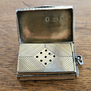 English Sterling Silver Gilt Vinaigrette Box by G.R. Collis & Co Antique Victorian 1840
