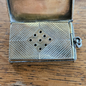 English Sterling Silver Gilt Vinaigrette Box by G.R. Collis & Co Antique Victorian 1840