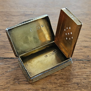 English Sterling Silver Gilt Vinaigrette Box by G.R. Collis & Co Antique Victorian 1840