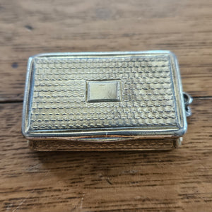 English Sterling Silver Gilt Vinaigrette Box by G.R. Collis & Co Antique Victorian 1840