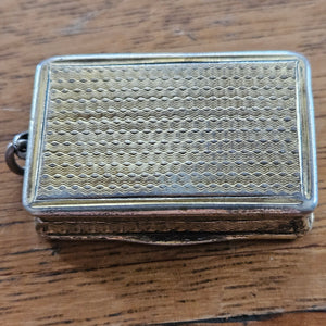 English Sterling Silver Gilt Vinaigrette Box by G.R. Collis & Co Antique Victorian 1840