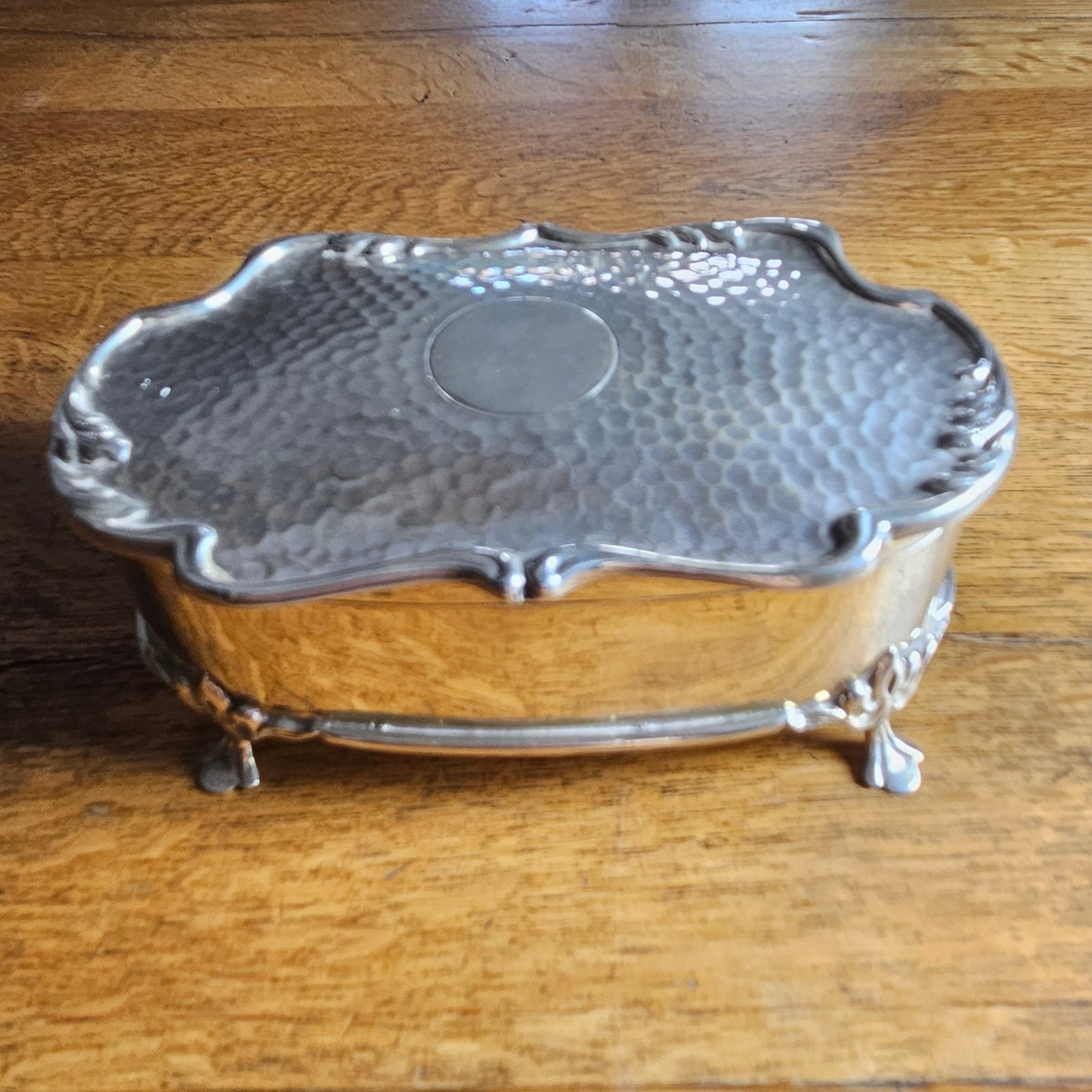 English Sterling Silver Jewellery Trinket Box by Matthew John Jessop Antique Edwardian