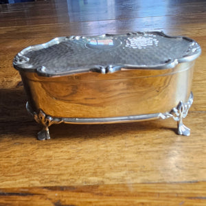 English Sterling Silver Jewellery Trinket Box by Matthew John Jessop Antique Edwardian