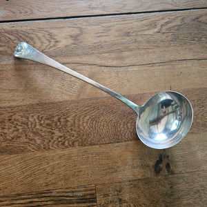 Shell and Inscribed Crest Detailing English Sterling Silver Ladle Cutlery by William Collins Antique Georgian