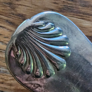 Shell and Inscribed Crest Detailing English Sterling Silver Ladle Cutlery by William Collins Antique Georgian