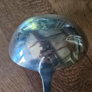 Shell and Inscribed Crest Detailing English Sterling Silver Ladle Cutlery by William Collins Antique Georgian