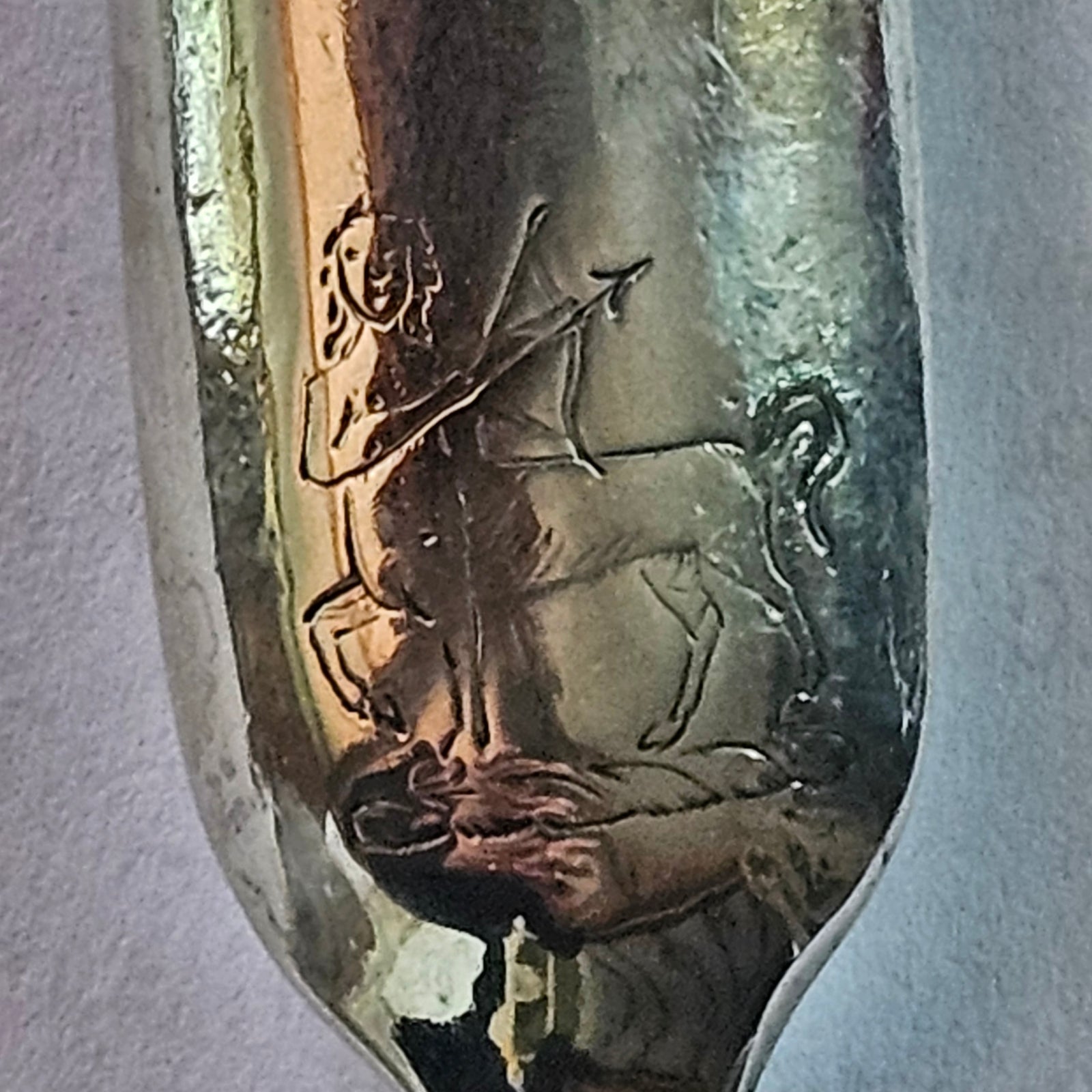 English Sterling Silver Marrow Scoop Inscribed Centaur Crest by Robert Hennell II Antique Georgian