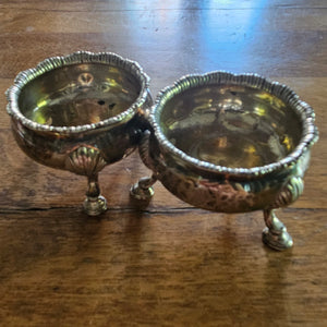 Pair of Regency Salt Dishes English Sterling Silver by D & R Hennell Shell Spoons Antique Georgian