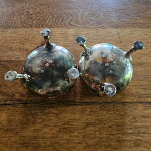 Pair of Regency Salt Dishes English Sterling Silver by D & R Hennell Shell Spoons Antique Georgian