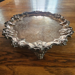 English Sterling Silver Salver Dish by Edward, Edward junior, John and William Barnard Antique Victorian