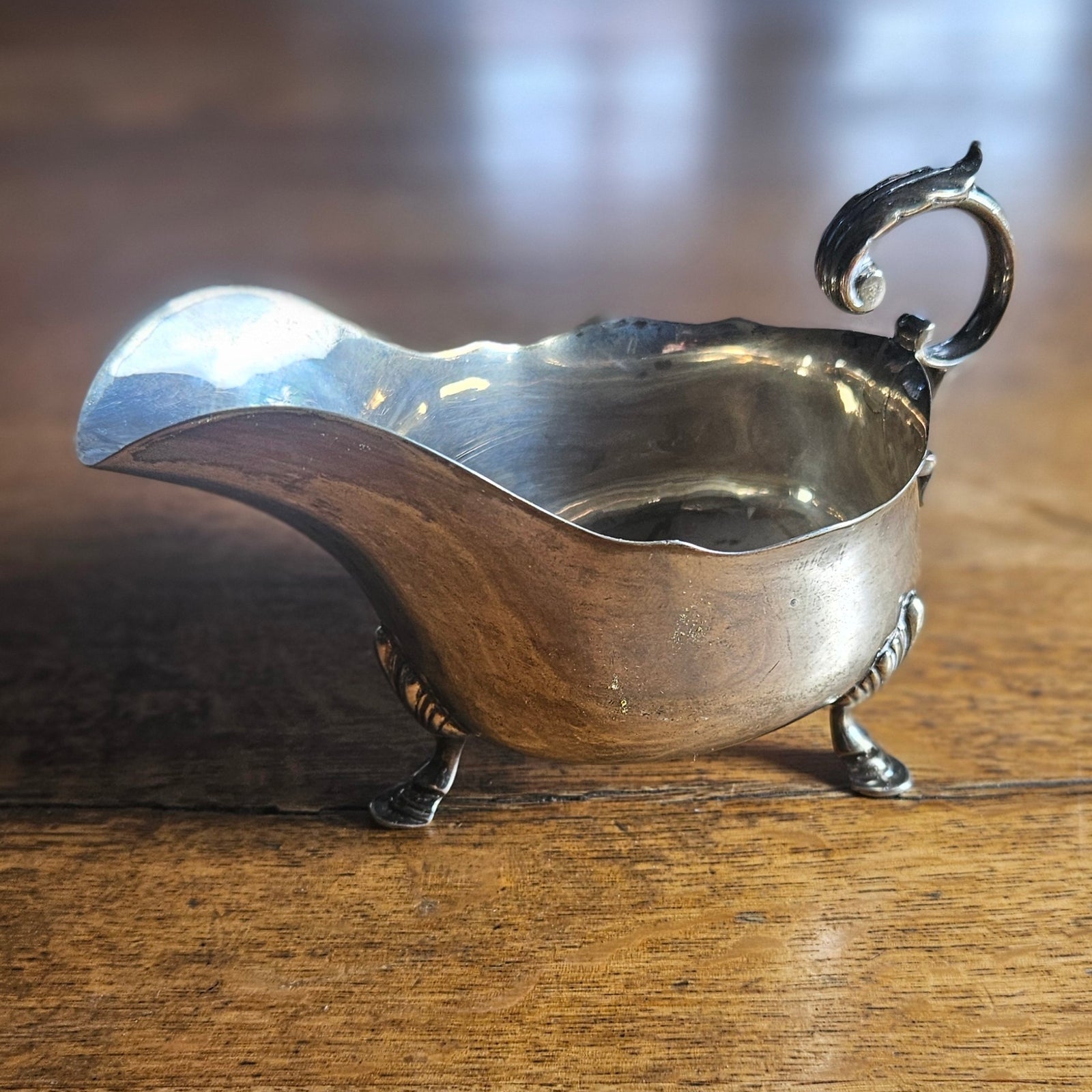 English Hallmarked Sterling Silver Sauce Boat Dish by Robert Stewart Antique Edwardian