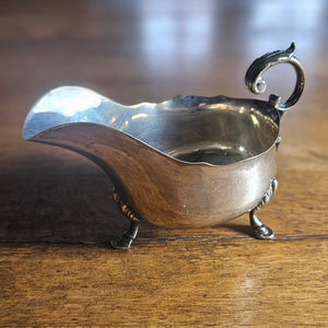 English Hallmarked Sterling Silver Sauce Boat Dish by Robert Stewart Antique Edwardian