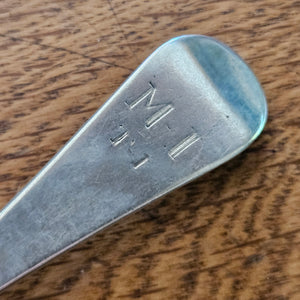 Shell Detail English Sterling Silver Serving Spoon by Ebenezer Coker Antique Georgian
