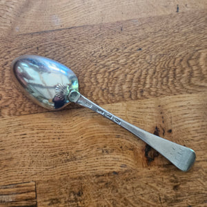 Shell Detail English Sterling Silver Serving Spoon by Ebenezer Coker Antique Georgian