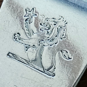 Rampant Lion Heraldic Crest English Sterling Silver Stuffing Spoon by William Eley and William Fearn Antique Georgian