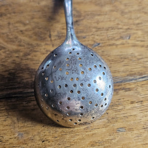 English Sterling Silver Sugar Sifter Spoon Ladle by Mappin &amp; Webb Ltd Antique Victorian 1894