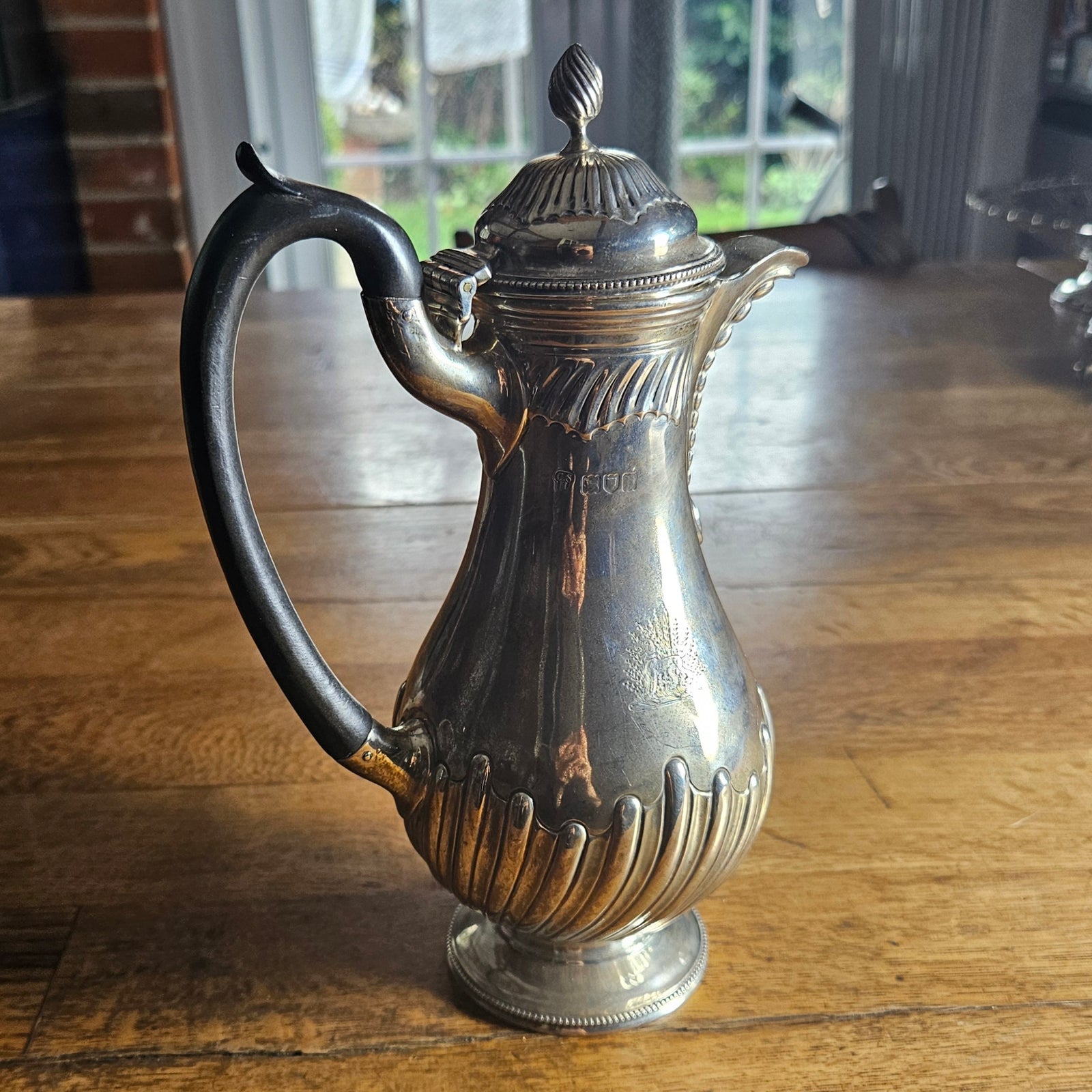 English Sterling Silver Water Jug by Charles Stuart Harris Bakelite Handle Antique Edwardian