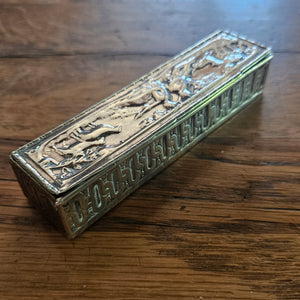 French Sterling Silver Toothpick Box Hunting Scene Antique Victorian c1890