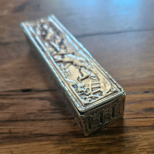 French Sterling Silver Toothpick Box Hunting Scene Antique Victorian c1890