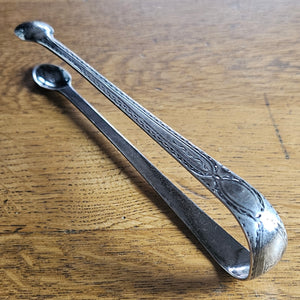 Brightcut Sterling Silver Sugar Nips or Tongs with a Heraldic Animal Crest Antique Georgian