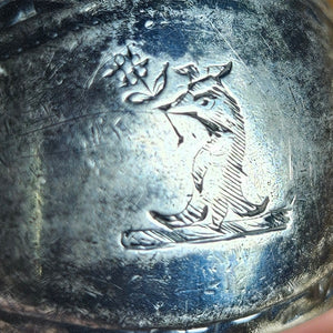 Brightcut Sterling Silver Sugar Nips or Tongs with a Heraldic Animal Crest Antique Georgian
