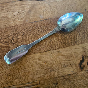 Irish Britannia Silver Serving Spoon by James Brady Antique Georgian
