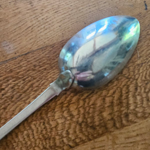Irish Britannia Silver Serving Spoon by James Brady Antique Georgian