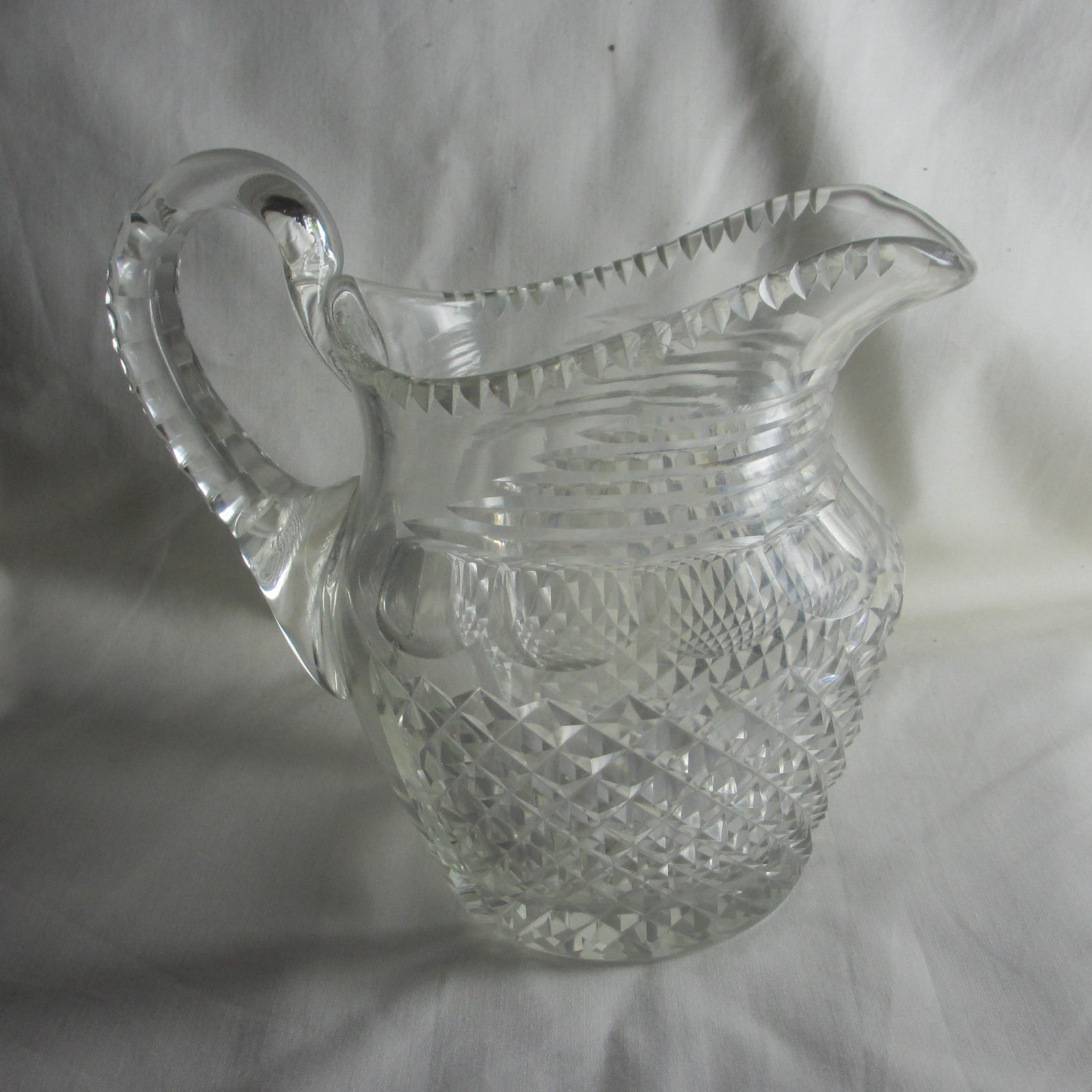Irish Lead Crystal Pineapple Sliced Glass Half Water / Whisky Jug Antique Georgian c1800